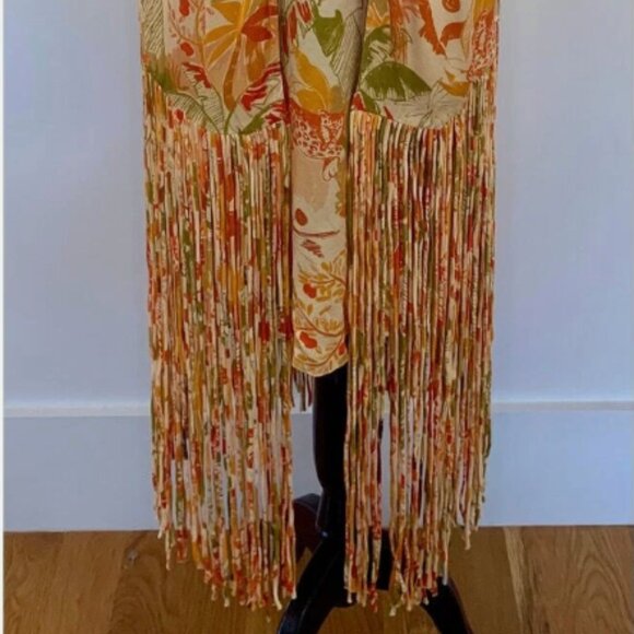 NWT Farm Rio Leopard Forest Sand Halter Neck Fringed Mini Dress Orange Print - Picture 11 of 12